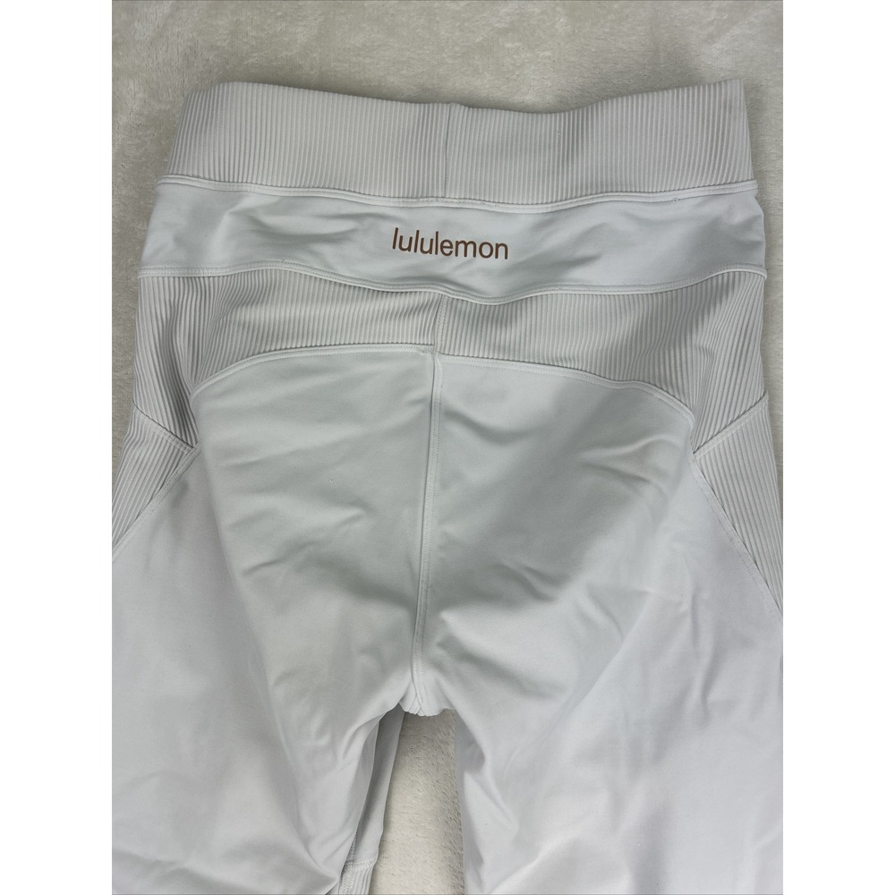 Lululemon Womens White Leggings Pants Atheltic Yoga Spellout Small